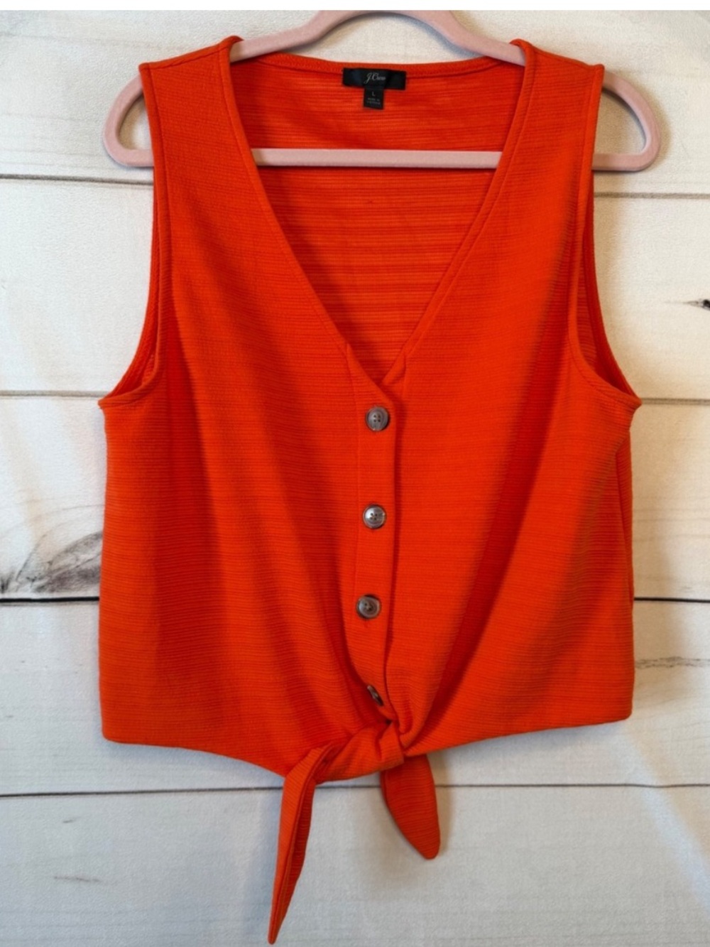 ⛱️🔥J.Crew - Orange Ribbed Button Front Tank - L